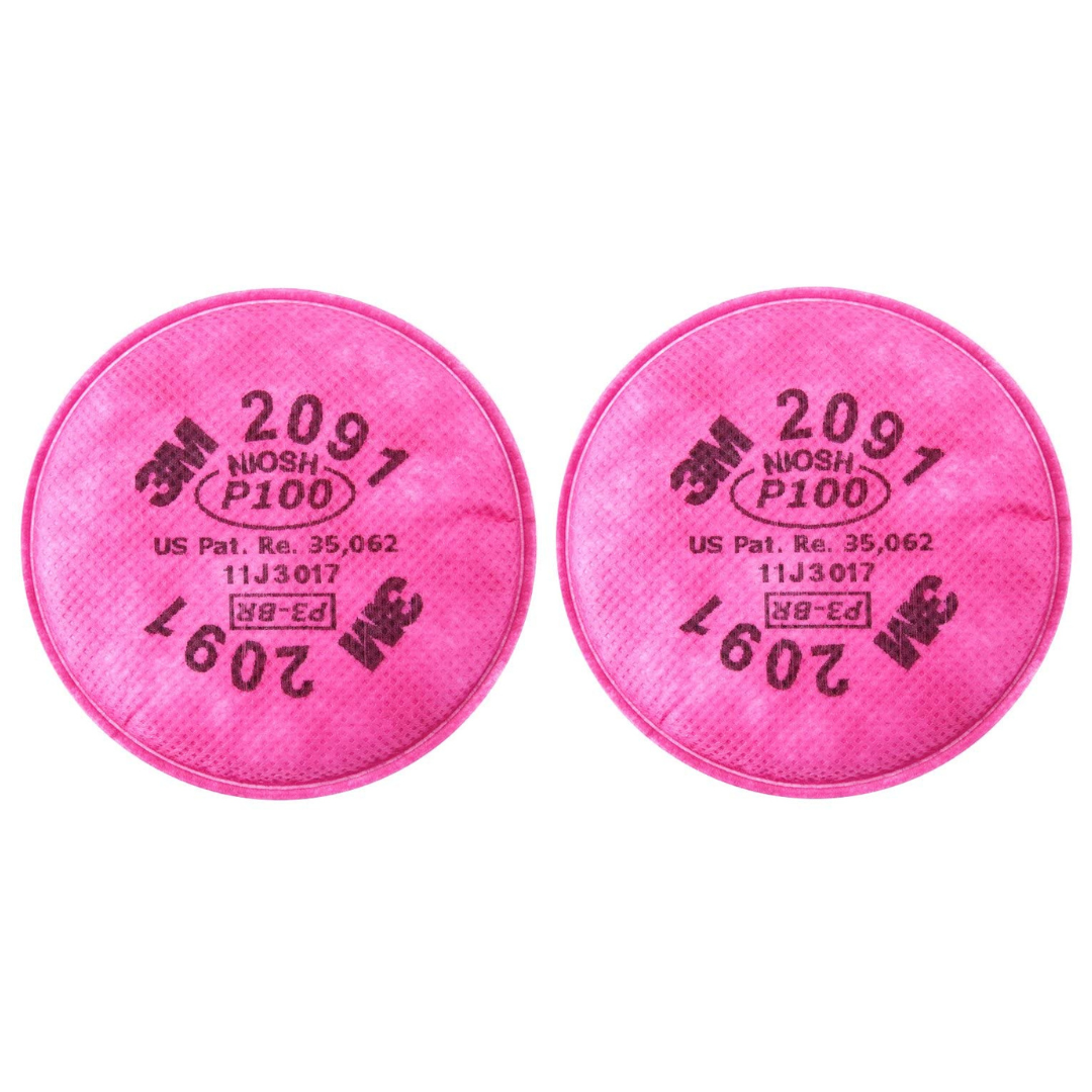2-Pc 3M Particulate Filter (2091, P100, Pink)