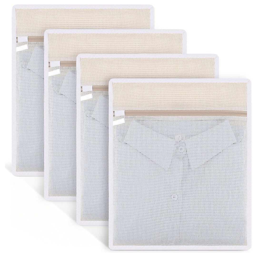 4-Pack Dntorx 12" X 16" Durable Cotton Mesh Laundry Bags (Medium)