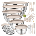 26-Piece Umite Chef Stainless Steel Mixing Bowls Set W/ Airtight Lids