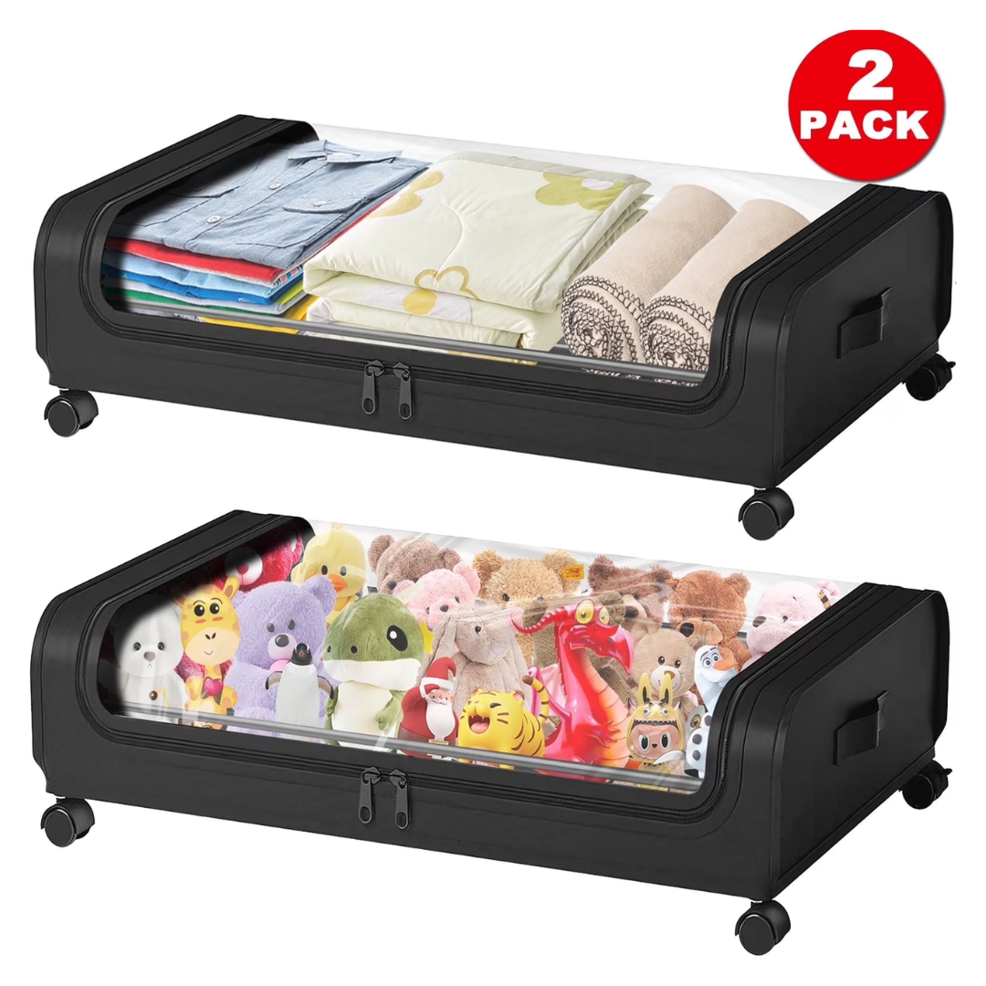 2-Pack Under Bed Storage Container With Wheels