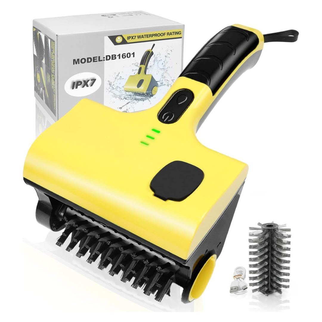 Cordless Electric Power Grill Cleaner With Dual Brushes & Water Spray