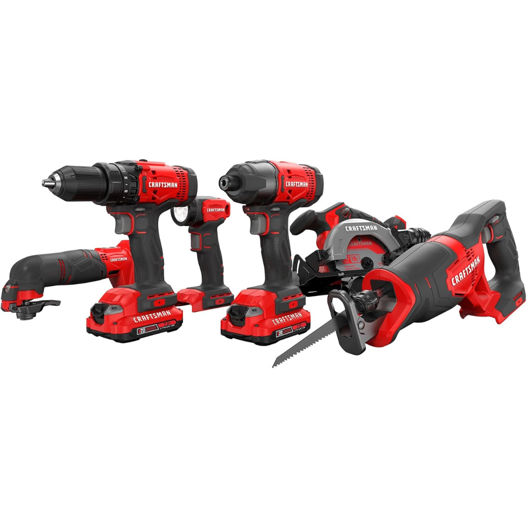 Craftsman 6-Tool V20 Max Power Tool Combo Kit W/ 2x 2.0Ah Batteries & Charger