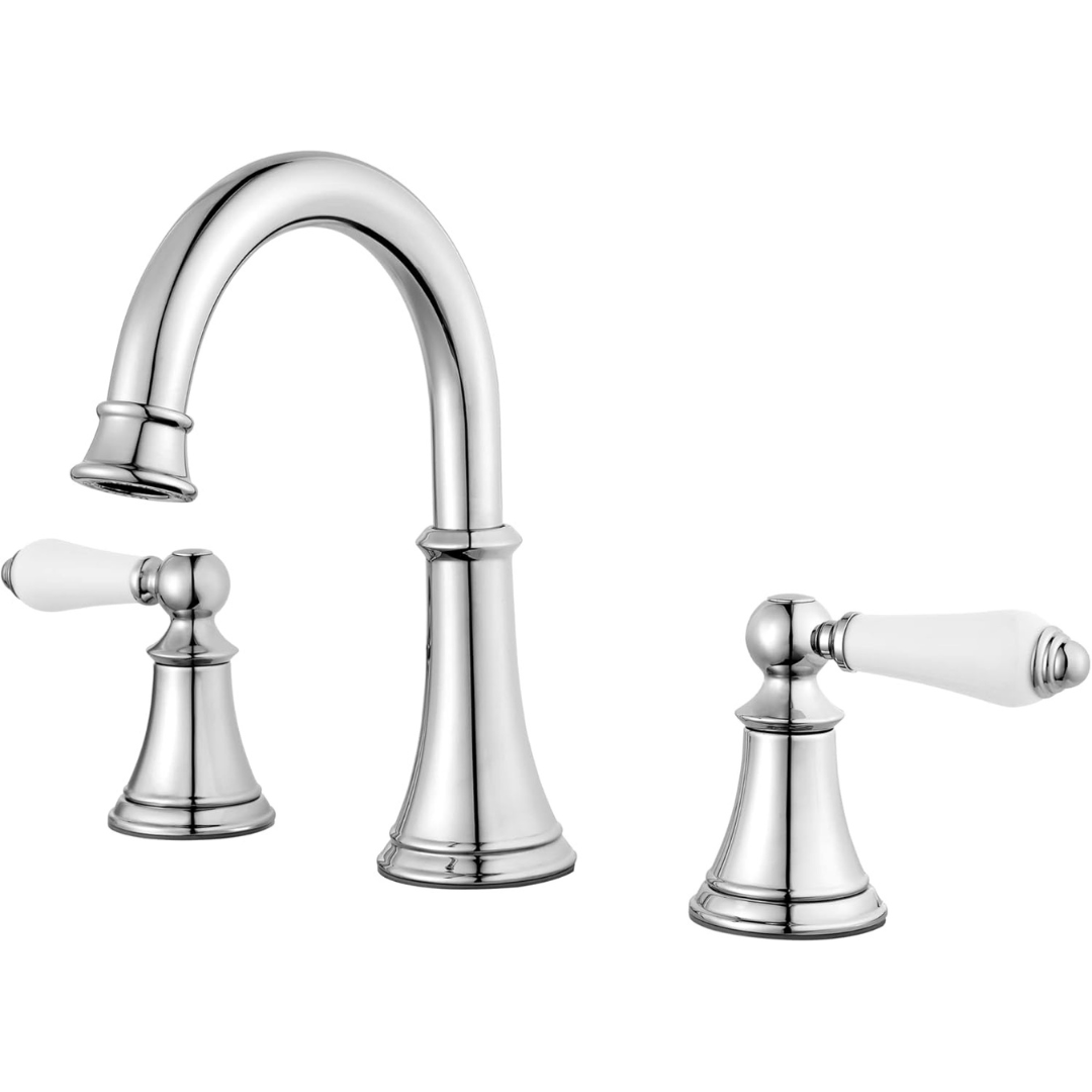 Pfister Courant 8'' Widespread 3 Hole Bathroom Sink Faucet W/ White Handles