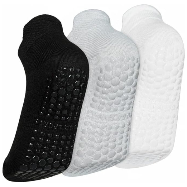 3-Pairs Women's Grippy Pilates Socks With Grips