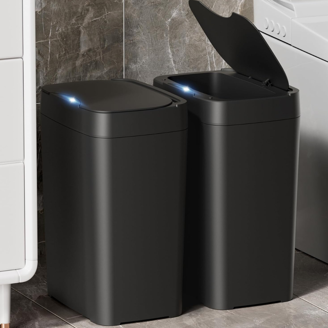 2-Pack Automatic 2.7 Gallon Bathroom Trash Can With Lid
