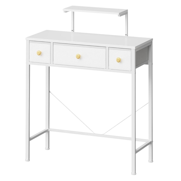 Small Makeup Vanity Desk With 3 Fabric Drawers