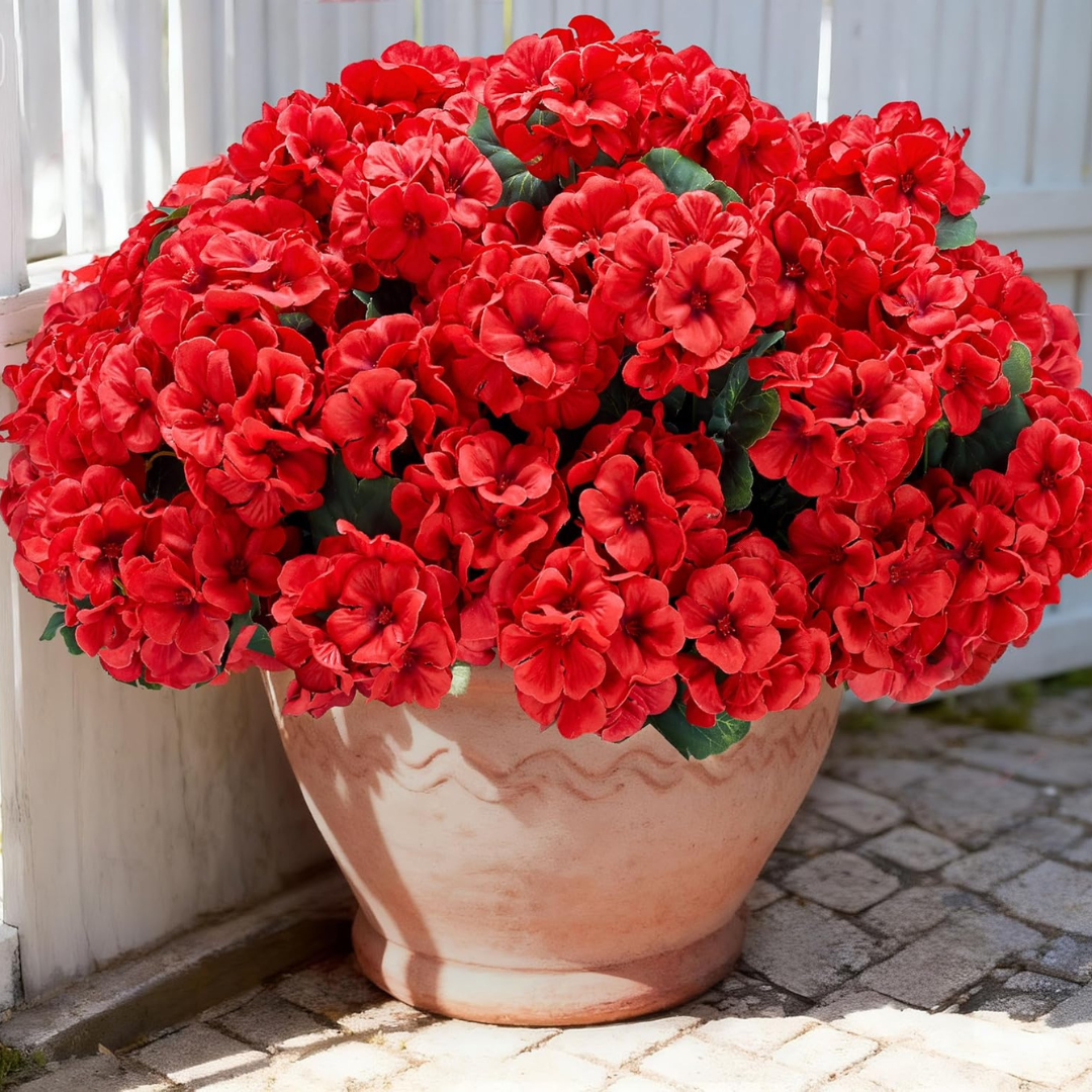 6-Pack Karlliu Artificial Geranium Flowers (Red)