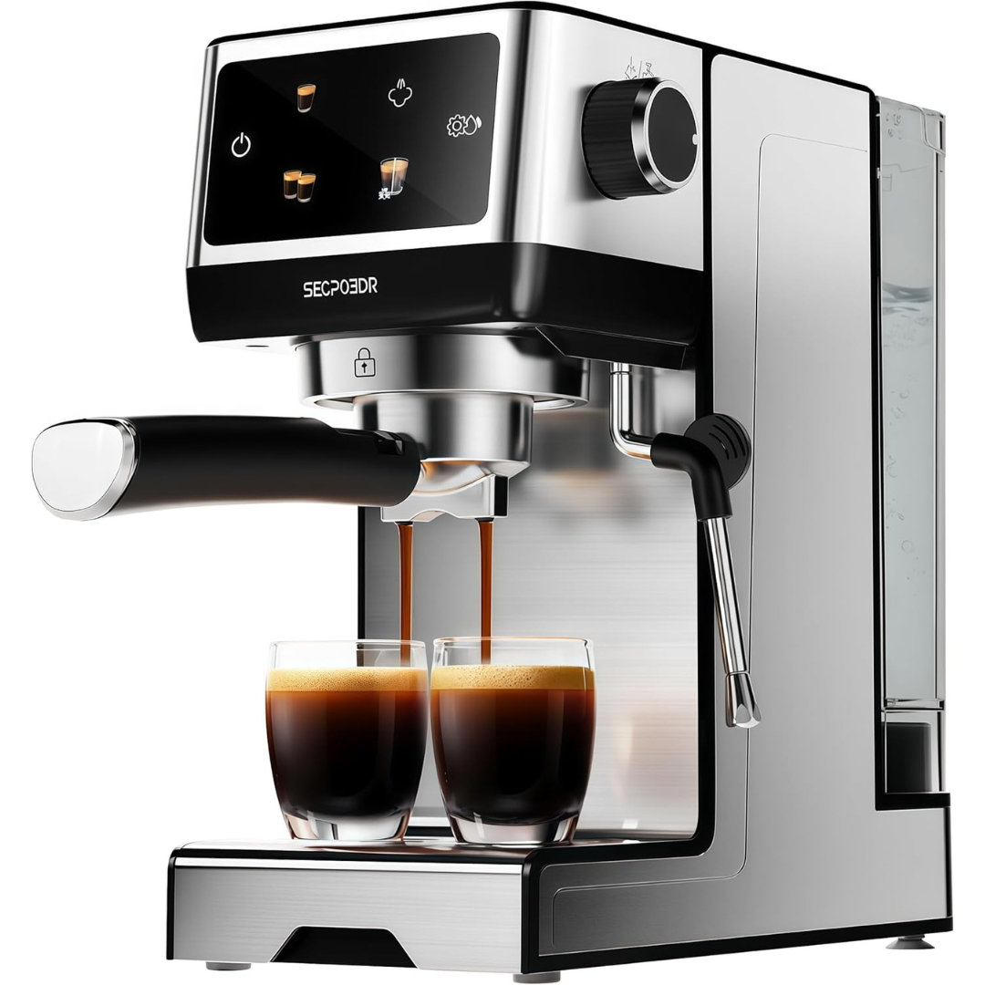 20-Bar Stainless Steel Espresso Machine W/ Cold Brew & Milk Frother