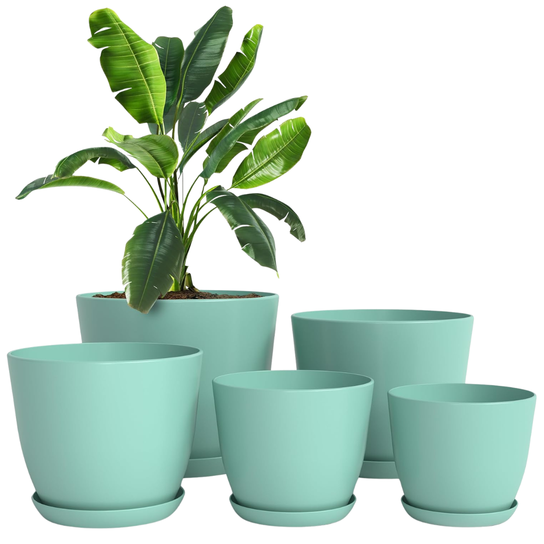 5-Pack Utopia Home Indoor Plant Pots (7/6.6/6/5.3/4.8 Inch)