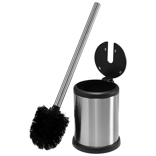 Bath Bliss Self Closing Lid Stainless Steel Toilet Brush And Holder