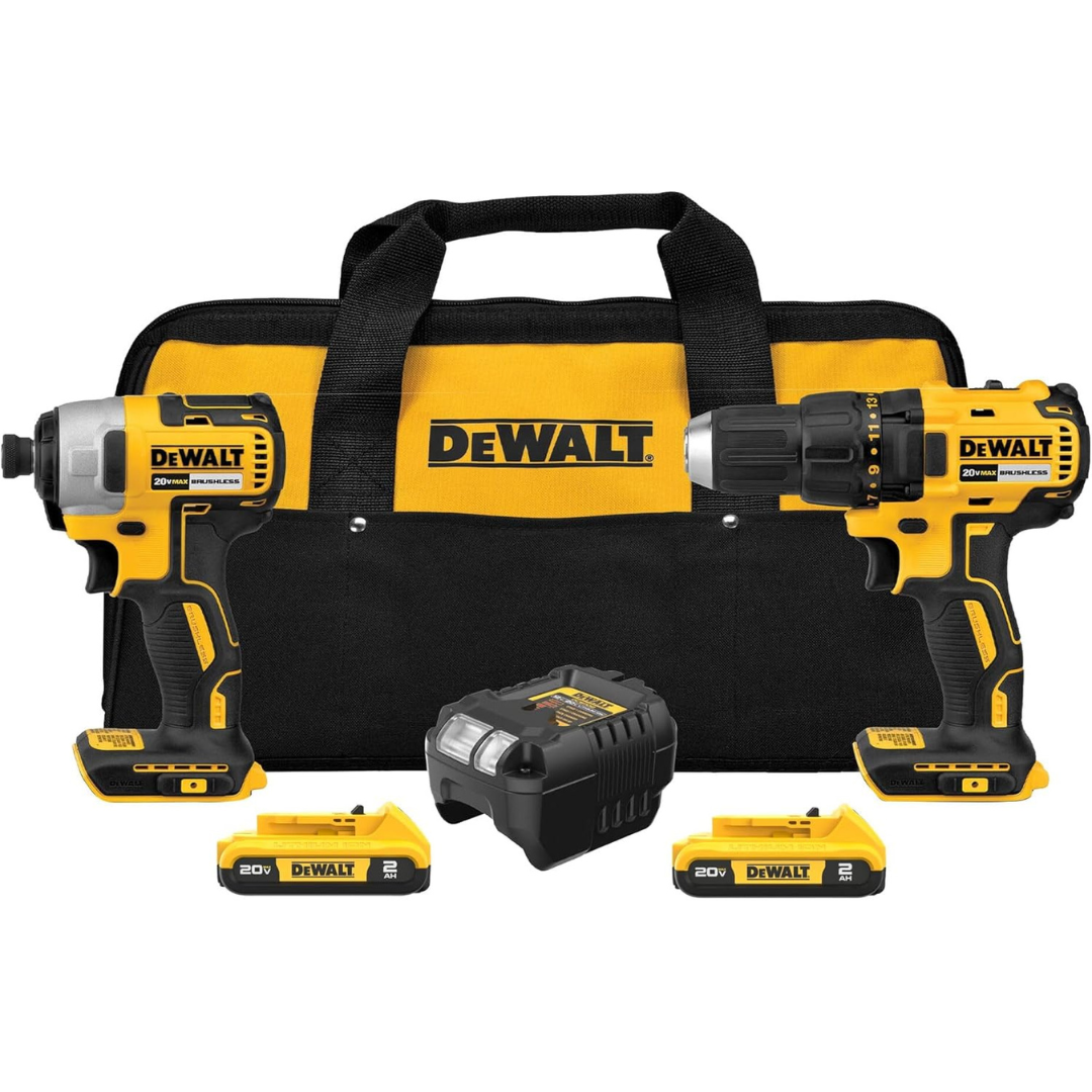 DEWALT 20V MAX Cordless Drill / Impact Driver Set W/ 2 Batteries & Charger