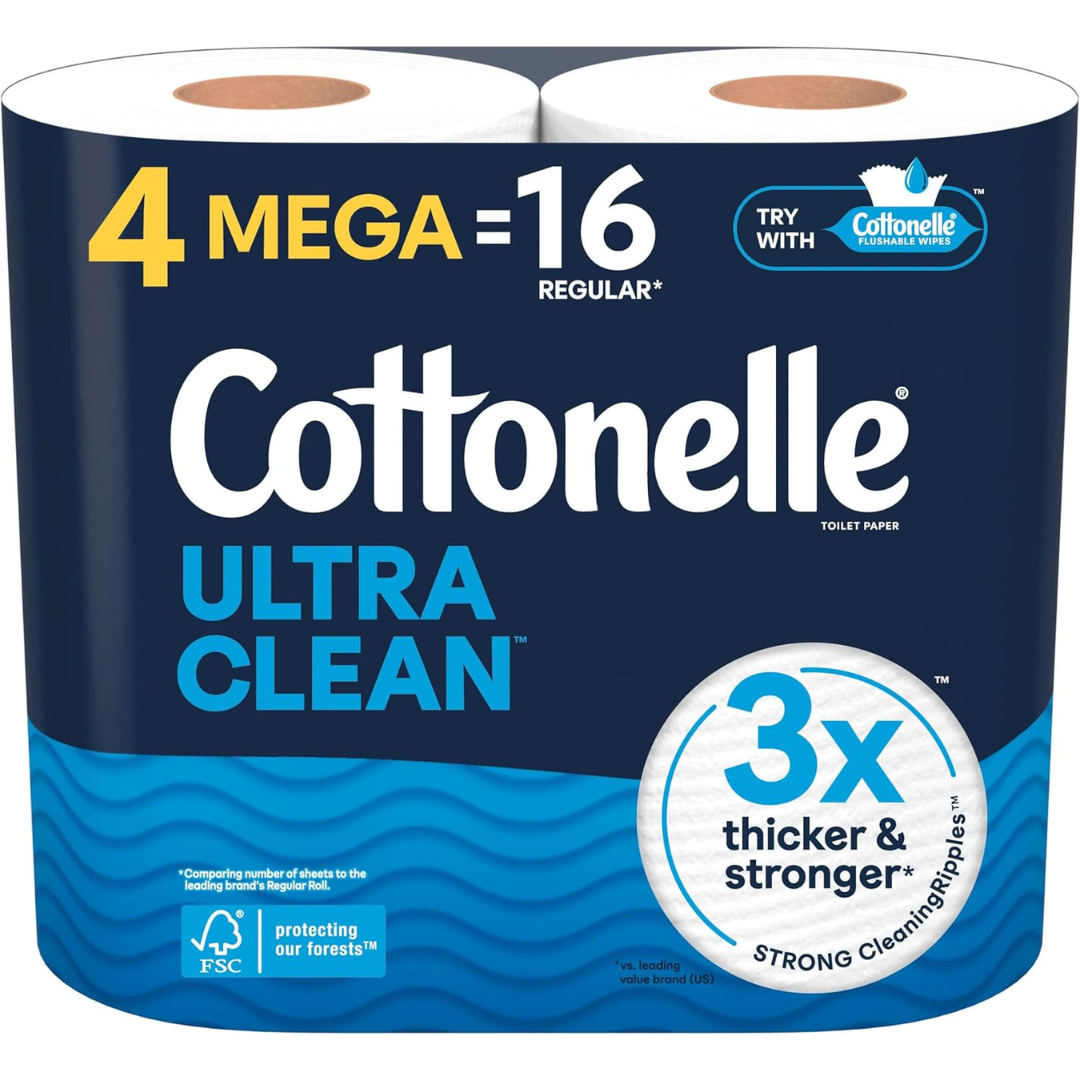 6 - 4-Pack 284-Sheets Cottonelle Toilet Paper Mega Rolls (Ultra Clean)