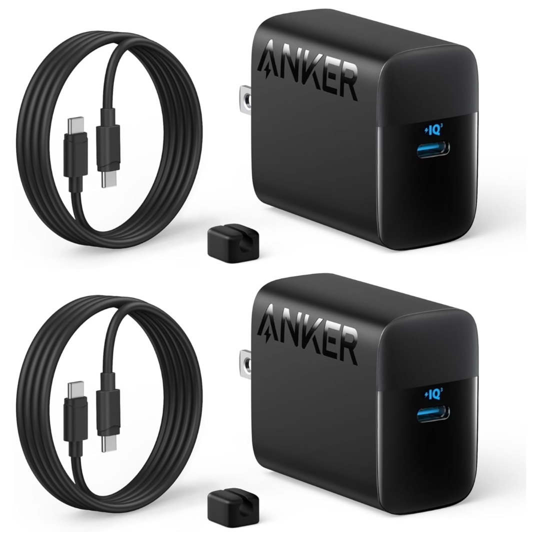 2-Pack Anker 45W USB C Charger Block with 5 ft Cable (2 Colors)