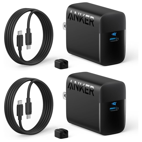 2-Pack Anker 45W USB C Charger Block with 5 ft Cable (2 Colors)