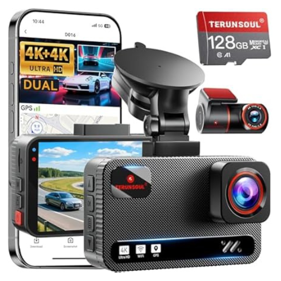 4K+4K Dash Cam Front And Rear With Free 128GB Card