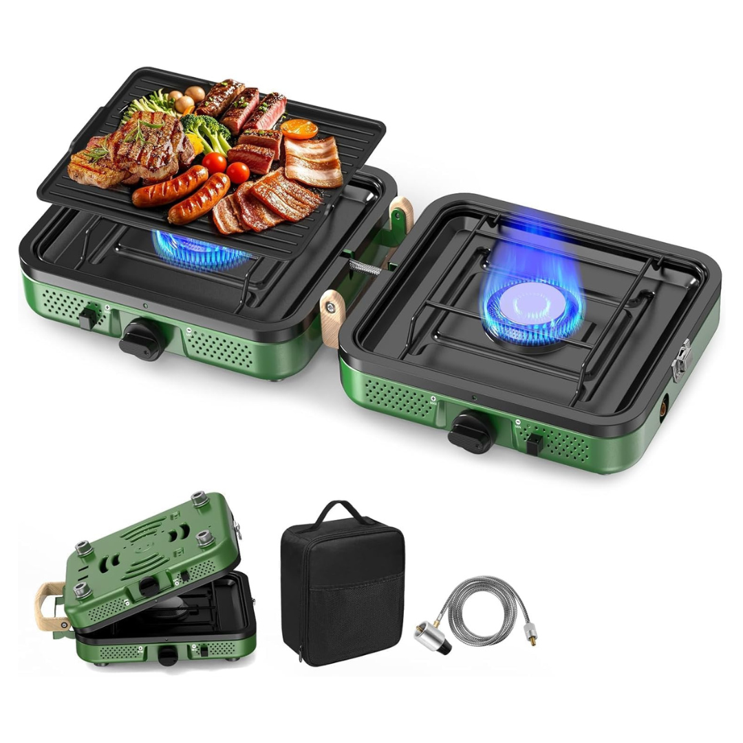 2 Burner 20000 BTU Propane Camp Stove Portable Folding Gas Travel Stove
