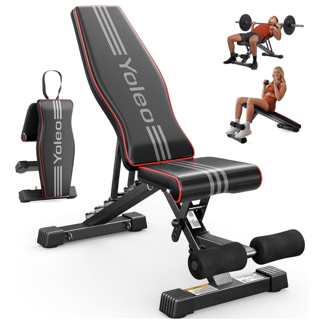 Yoleo Adjustable Weight Foldable Bench Press For Full Body Workout