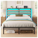 Rolanstar Queen Size Bed Frame With USB Charging Station