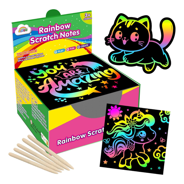 125-Count Kids Rainbow Magic Scratch Paper Note Cards (2 Style)