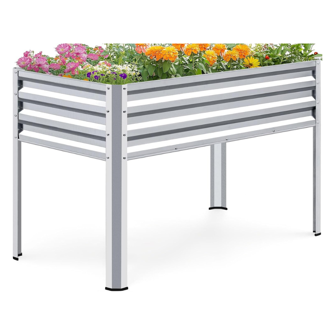 KING BIRD Large Raised Garden Bed With Legs (Silver)