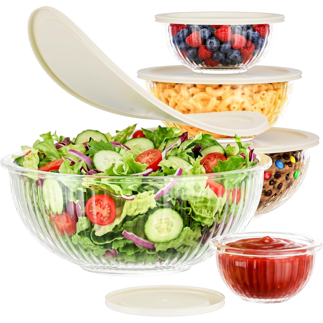 5-Pack Jelife Glass Mixing Bowls With Lids Set