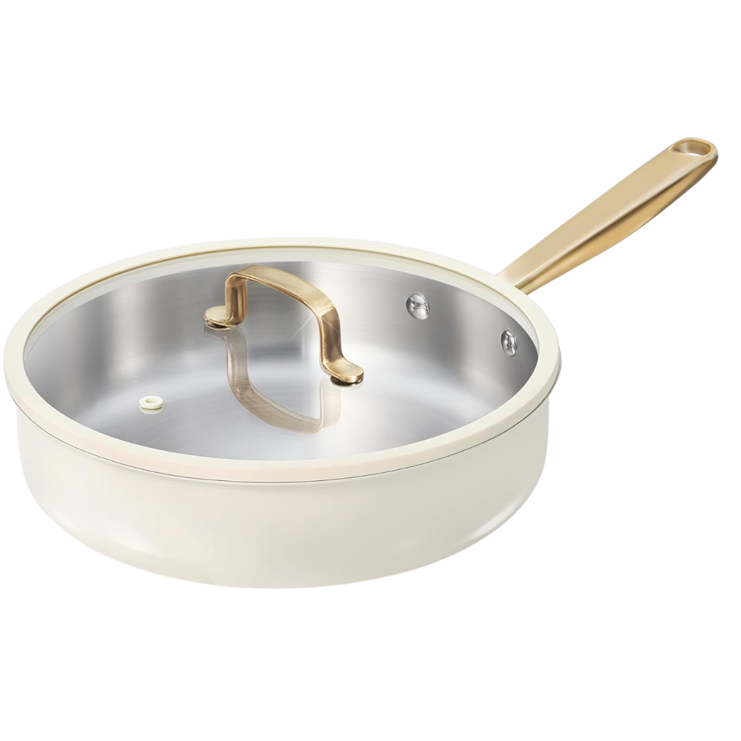 10" CAROTE Stainless Steel Frying Pan With Lid