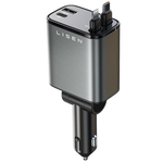 69W Lisen 4-in-1 Retractable USB-C/Lightning/USB-A Car Charger