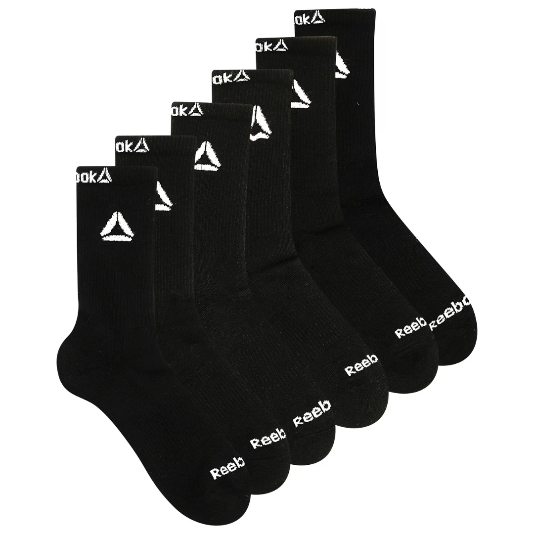 6-Pack Reebok Performance Cotton Targeted Cushion Crew Socks (3 Colors)