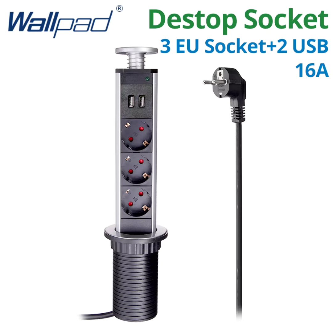 3 Outlet Pop Up Desktop Socket with USB Charging Ports