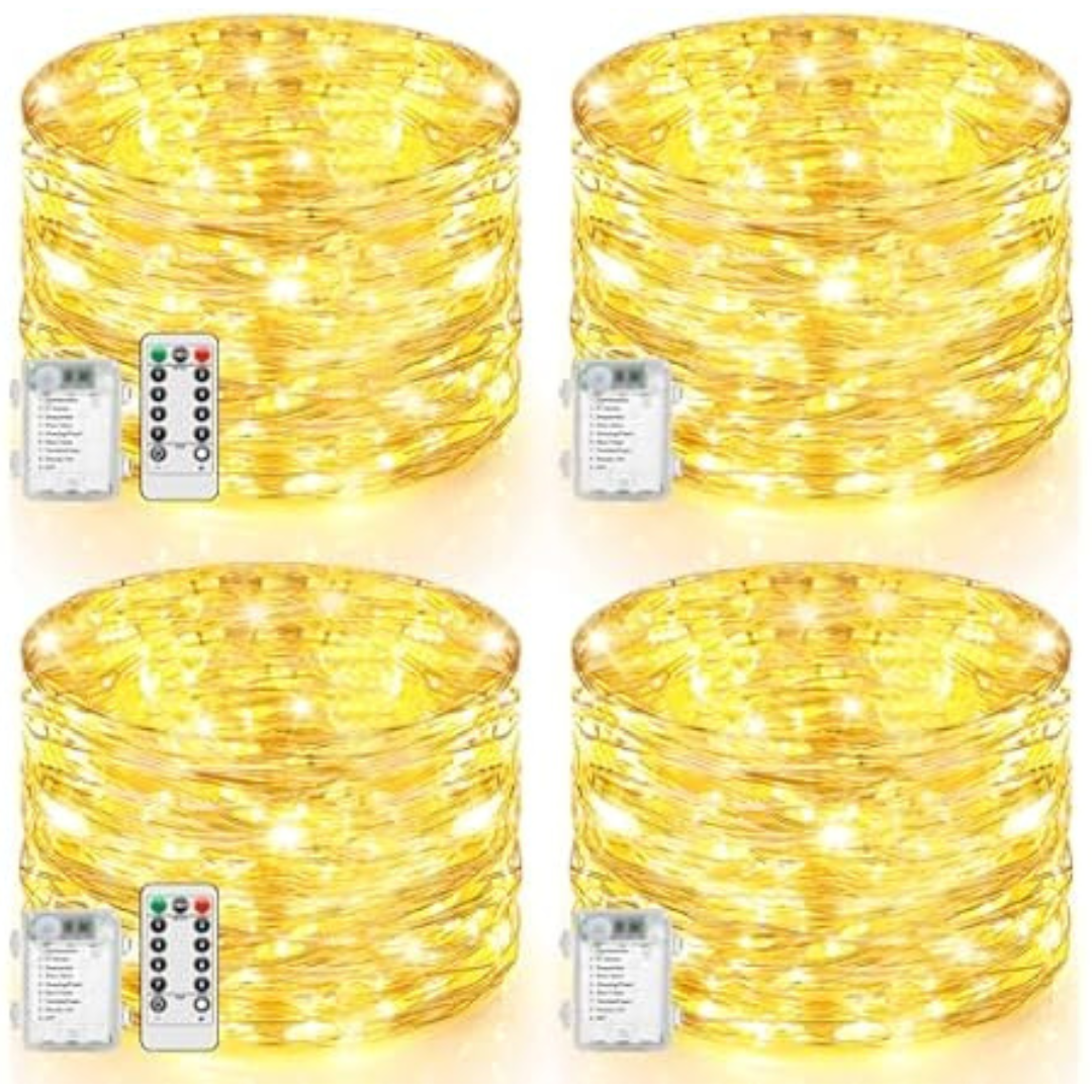 4-Pack 132ft 400LED Waterproof Battery Operated Fairy Lights