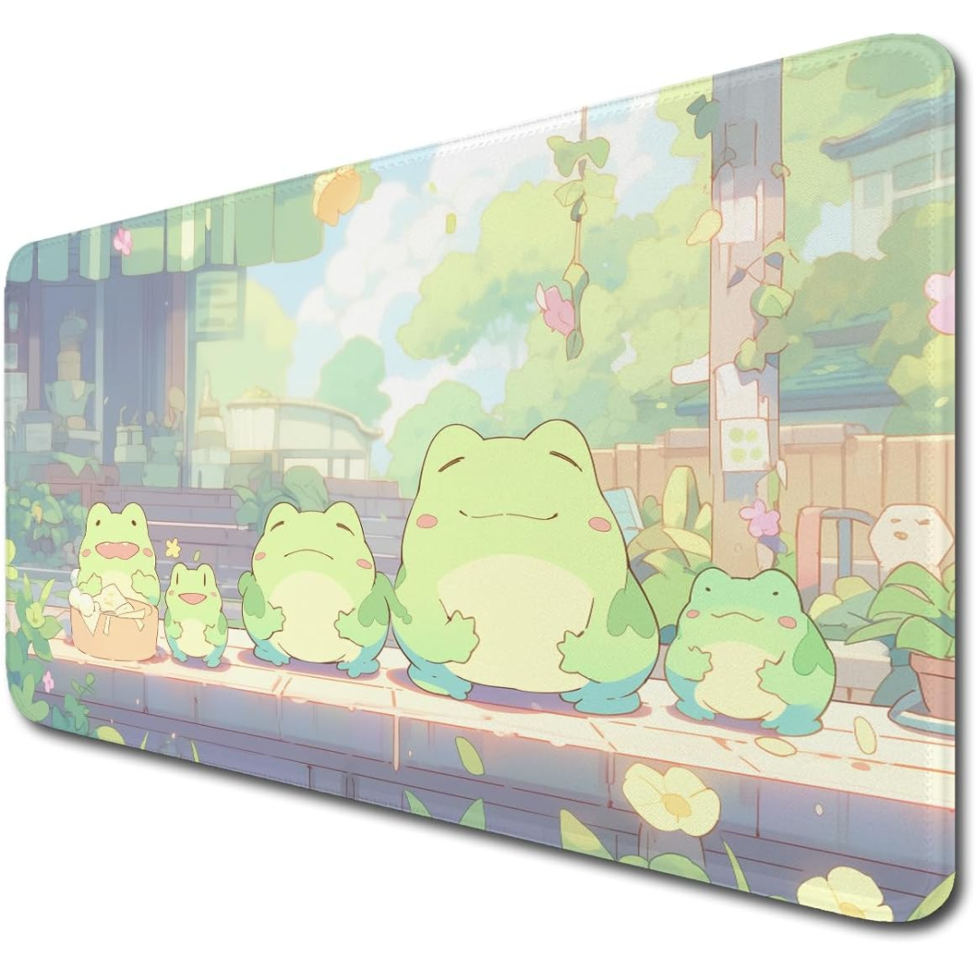 llsxi Green Anime Cute Forg Big Mouse Pad