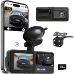 Tursica 4K+1080P 3 Channel Front and Rear Dash Camera