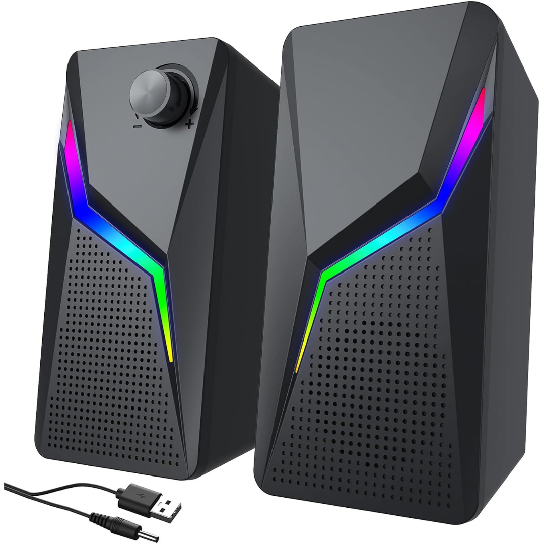 Computer Stereo Sound Speakers with 6 Lighting Modes
