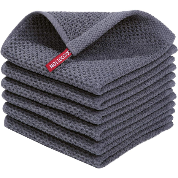 6-Pack 12" x 12" Ultra Soft 100% Cotton Waffle Weave Dish Cloths