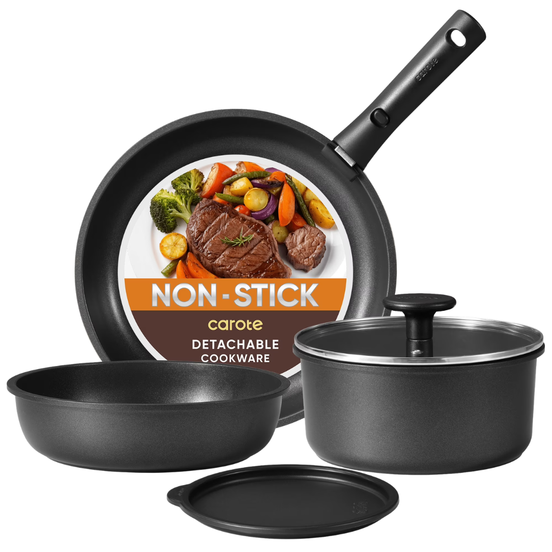 6-Piece Carote Nonstick Cookware Set With Detachable Handles (2 Colors)