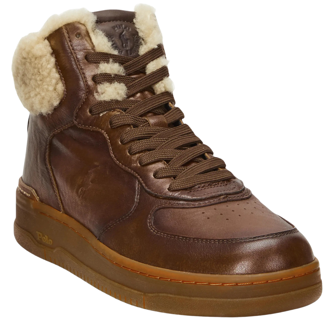 Ralph Lauren Men's Masters Mid Top Sneaker (Brown)