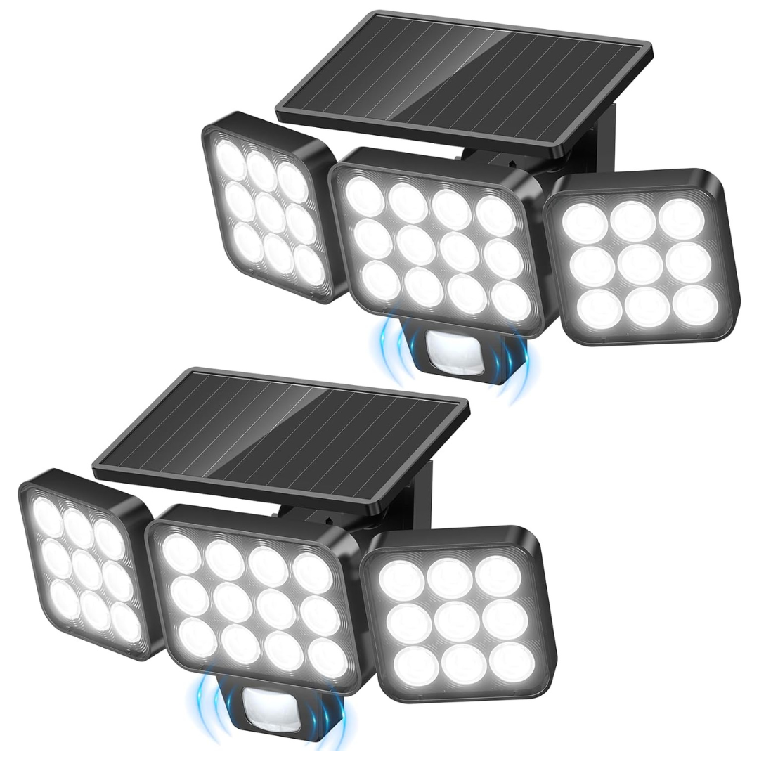 2-Pack Outdoor Flood 3500LM Bright Motion Sensor Solar Light