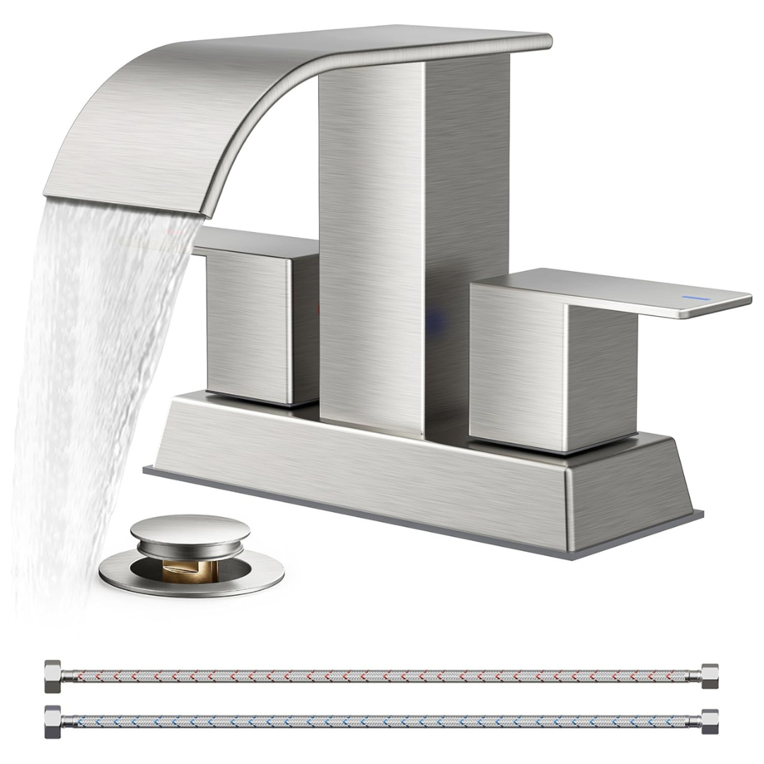 Forious 4" Centerset Brushed Nickel Bathroom Faucet