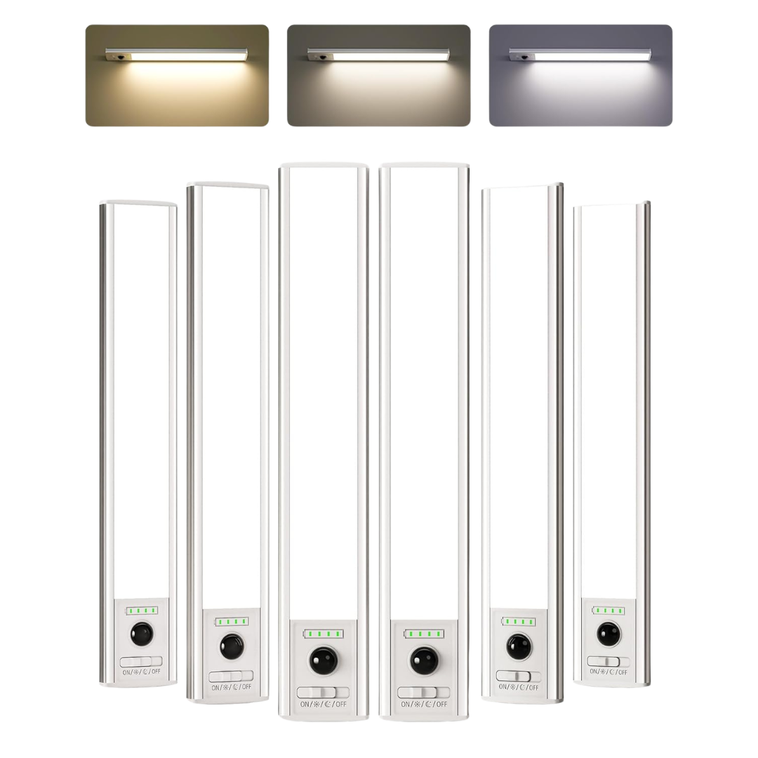 6-Pack 10" Ezvalo 2400mAh Rechargeable Under Cabinet Motion Lighting