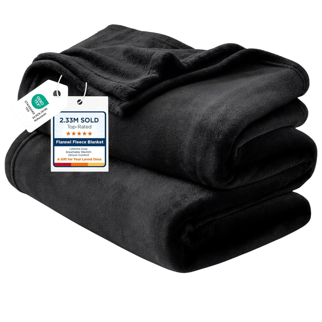 Bedsure Fleece Throw Blanket For Couch Black (50 X 60 Inch)