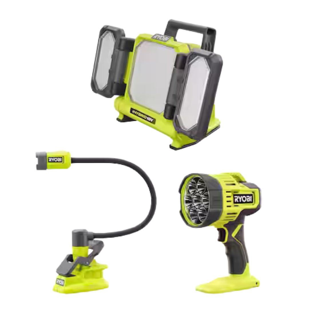 Ryobi ONE+ 18V Hybrid Panel Light, Spotlight + Clamp Light (Tools Only)