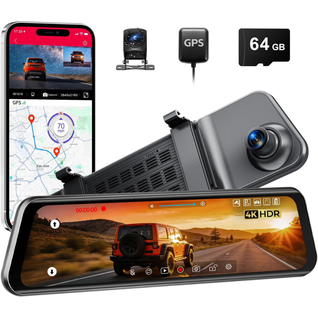 12" 4K UHD Front And 2.5K Rear View Dash Camera