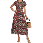 Women's Floral Midi Swing Dress