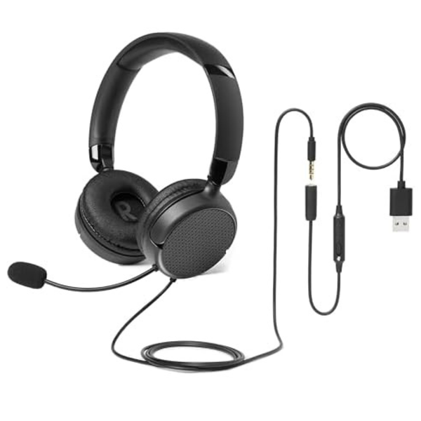 Amazon Basics On Ear Wired Computer Headset With Microphone