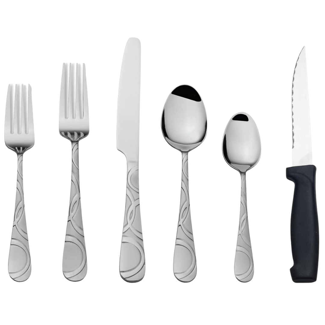 53-Piece Pfaltzgraff Garland Frost Flatware Set, Service For 8
