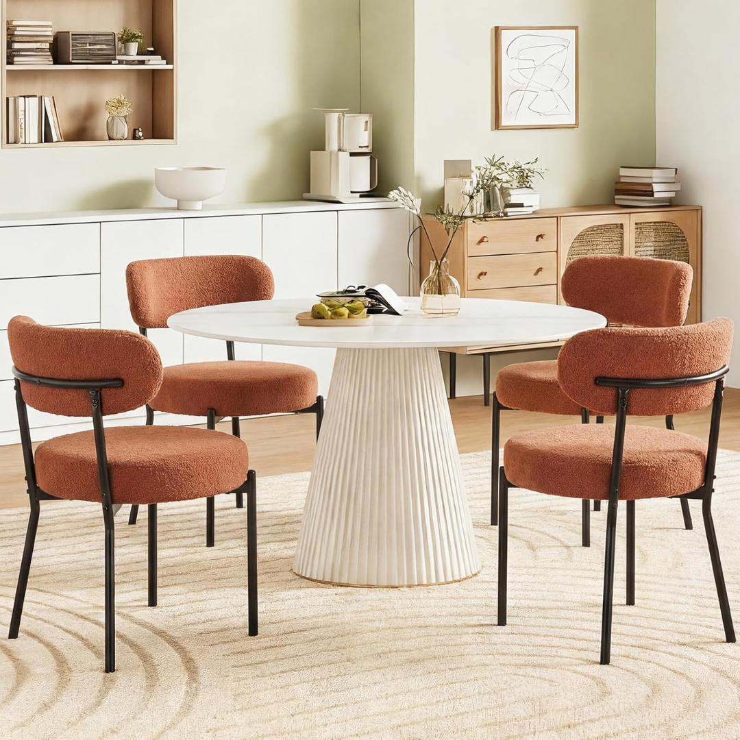 DUMOS Set Of 4 Mid-Century Modern Dining Chairs With Metal Legs