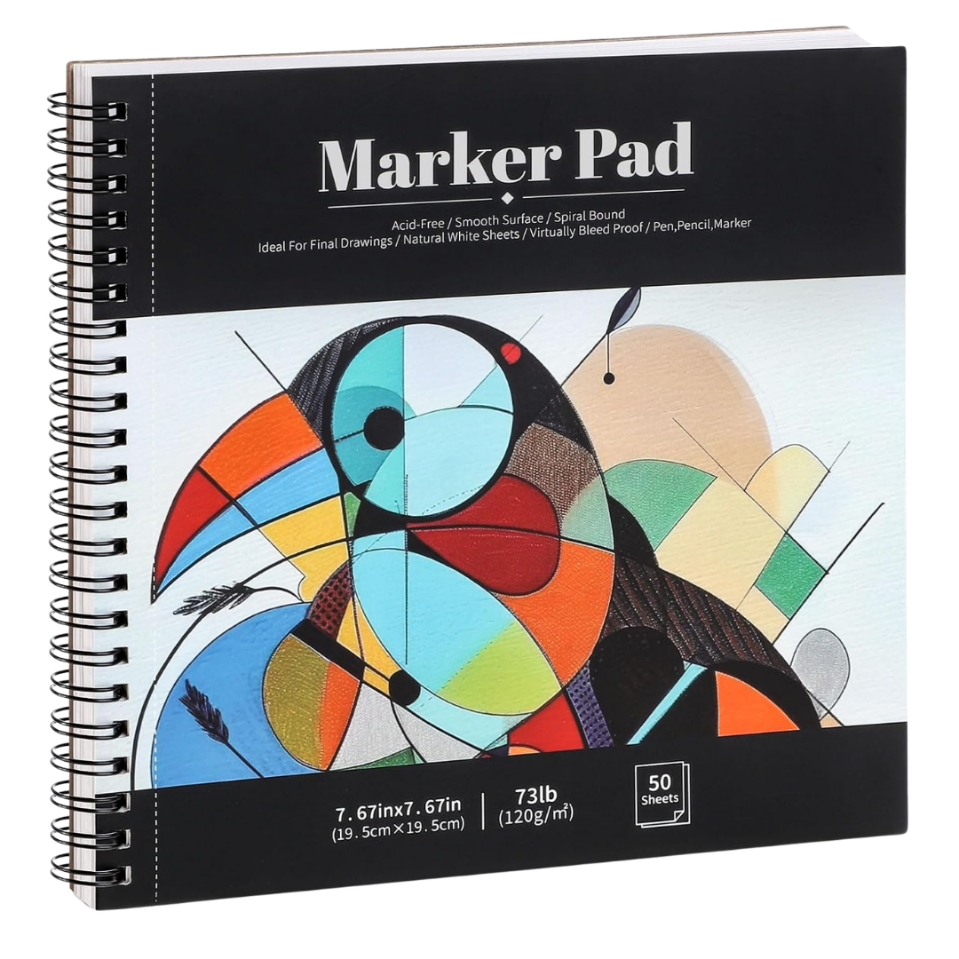 50-Sheets Professional Grade Alcohol Marker Paper Sketchbook (7.6" X 7.6")