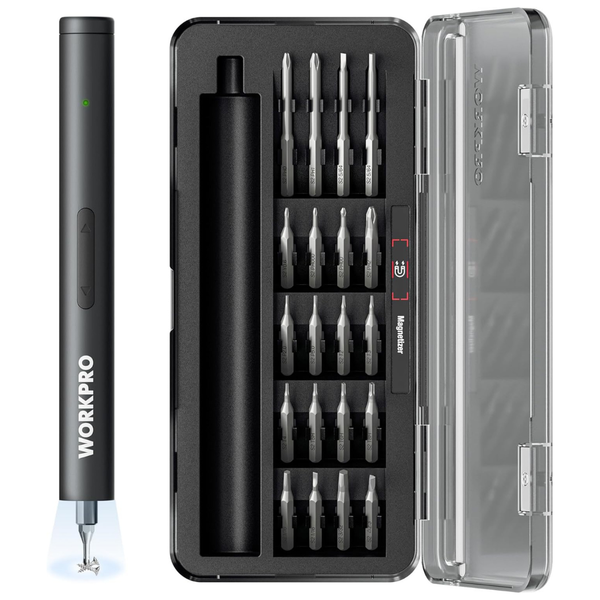 Workpro 20-in-1 Mini Electric Screwdriver With Magnetizer & S2 Steel Bits