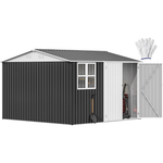 DWVO 10' X 10' Outdoor Storage Shed (Gray + White)