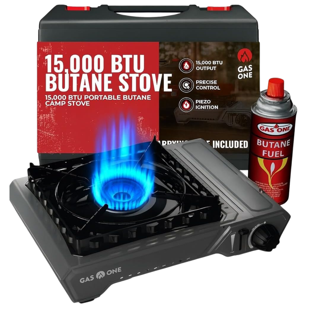 15,000 BTU Butane Gas Portable Camping Stove With Carry Case